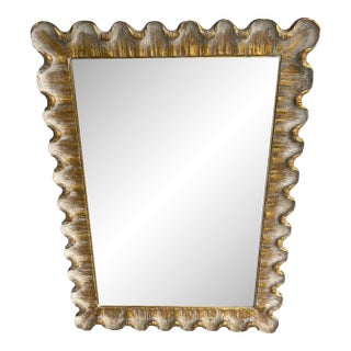 Vintage Italian Gold Ruffle Wood and Gesso Mirror For Sale