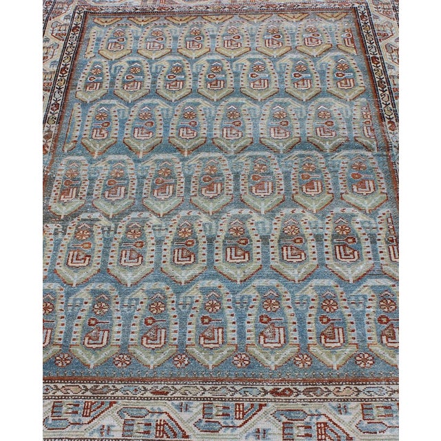All-Over Paisley Pattern Antique Persian Malayer Rug in Blue and Red Blue and Red 4'3"x6'4" For Sale In Atlanta - Image 6 of 9