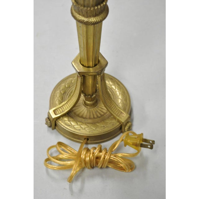 Antique French Empire Neoclassical Bronze "Torch & Arrow" Candlestick Table Lamp For Sale - Image 10 of 12