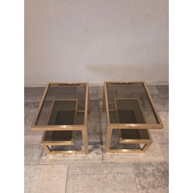 Metal Gold 23 Karat G Side Tables from Belgo Chrome, 1980, Set of 2 For Sale - Image 7 of 8