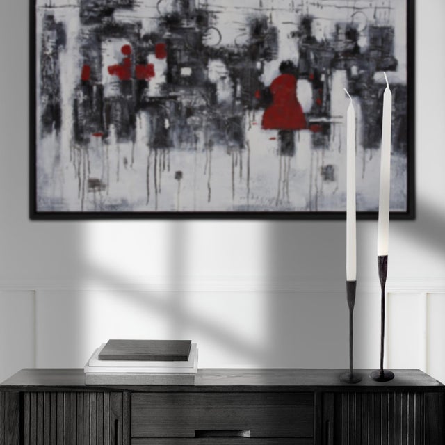 Asher Sculpted Cast Aluminum Candlestick in Ebony- Short For Sale - Image 11 of 11