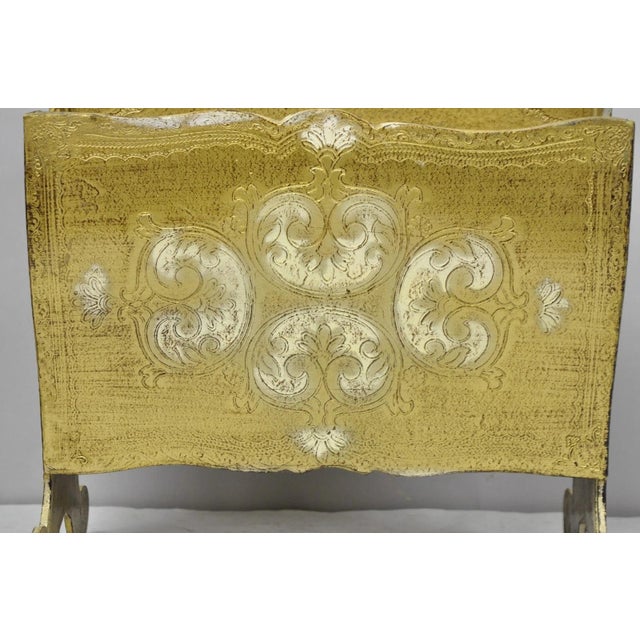 Vintage Italian Hollywood Regency Gold Cast Plastic Magazine Rack Stand For Sale - Image 4 of 10
