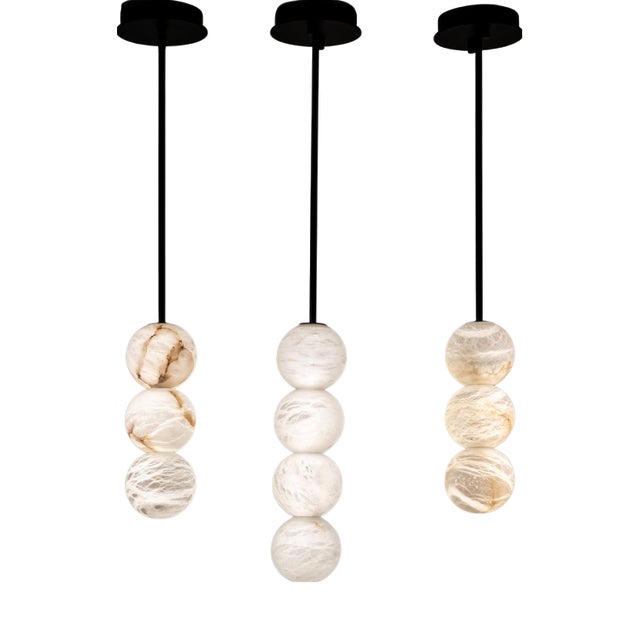 Raim Pendant Lamps by United Alabaster, Set of 3 For Sale