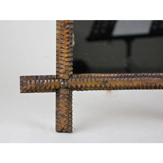 Brown Austrian Hand-Carved Tramp Art Wall Mirror, 1870 For Sale - Image 8 of 13