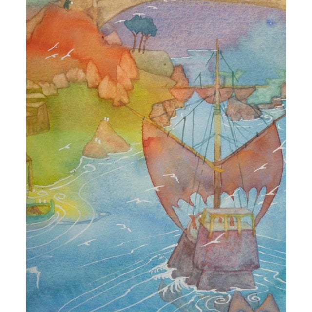 Patrick Gannat, A View of Asia, Watercolour on Coaster, Framed For Sale - Image 6 of 10