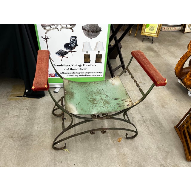 Industrial 1970s Industrial Green Metal Vanity Stool For Sale - Image 3 of 6