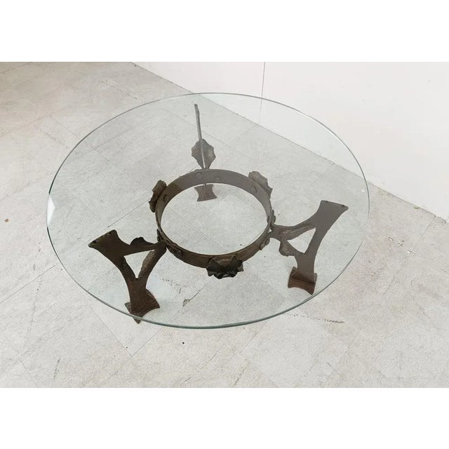 Brutalist Sculpted Steel Flower Coffee Table, 1970s For Sale - Image 3 of 12
