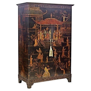 Vintage Asian Chinoiserie Cabinet For Sale