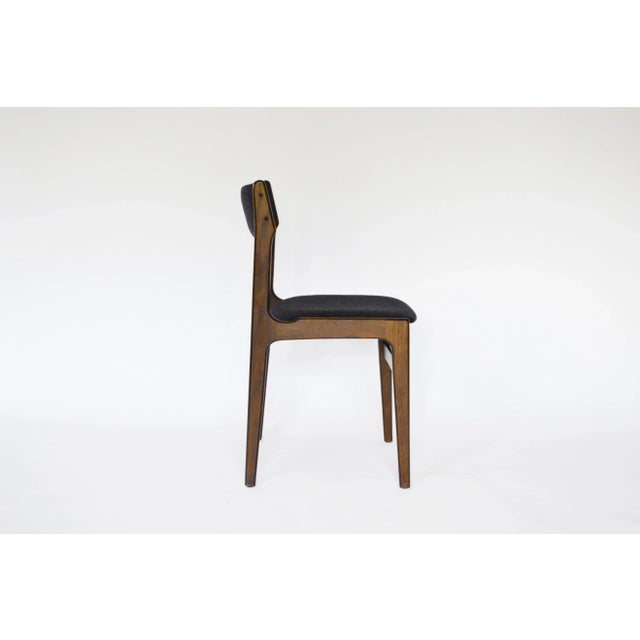 Vintage Felt & Walnut Dining Chairs by Erik Buch for O.D. Møbler, Denmark, 1960s, Set of 4 For Sale - Image 6 of 11