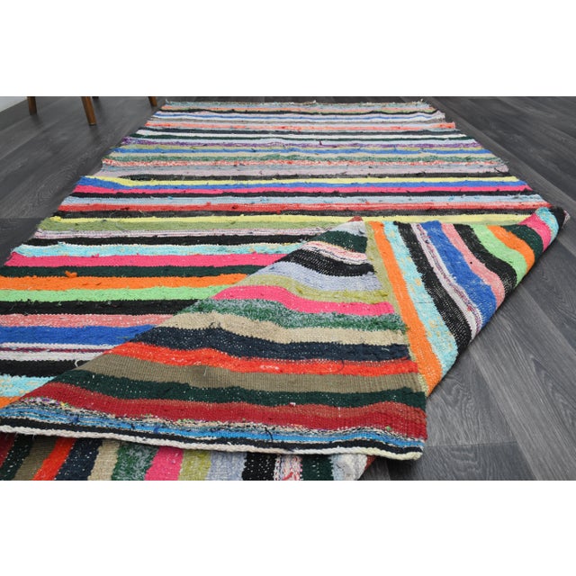 Vintage Turkish Oushak Handmade Wool Cotton Beige Kilim Runner For Sale - Image 10 of 11