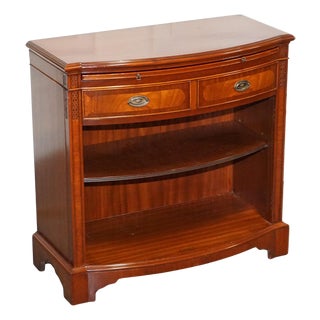 Vintage Serpentine Bow Front Dwarf Open Bookcase with Two Drawers by Wade For Sale