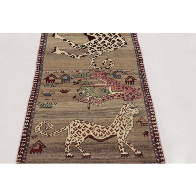 1950s Vintage Leopard Pictorial Gabbeh Runner by Rug & Kilim, Afghanistan, 1950-1959 For Sale - Image 5 of 6