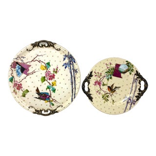 Meiji Period Japanese Export Japonisme Porcelain Cabinet Plates, C. 1890–1910 - Matched Pair For Sale