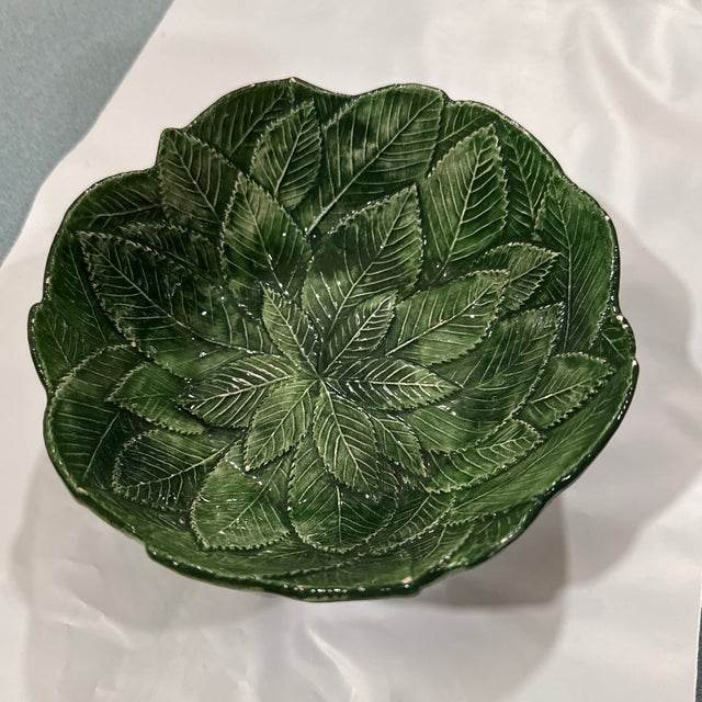 Ceramic Late 20th Century Vietri Majolica Round Green Ceramic Bowl Made in Italy For Sale - Image 7 of 8