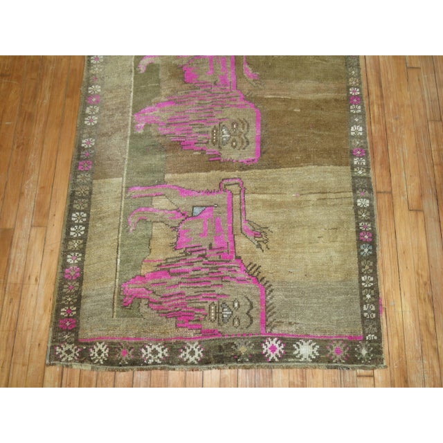 Vintage Zabihi Collection Lion Turkish Runner - 3'8" x 9'5" For Sale In New York - Image 6 of 10