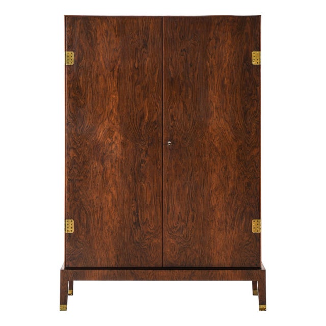 Wardrobe in Brass and Rosewood from Palle Suenson, 1930s For Sale