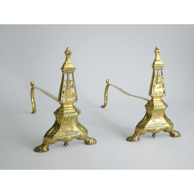 Antique Brass Andirons, Set of 2 For Sale - Image 3 of 8