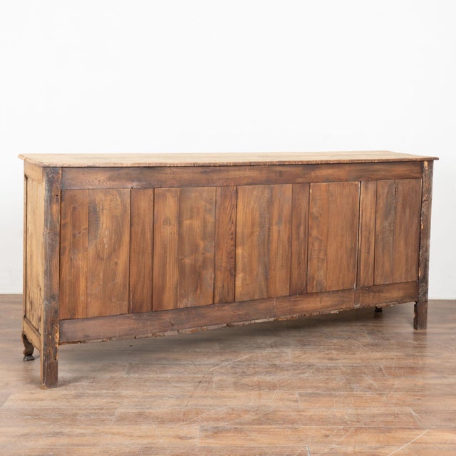19th Century French Long Bleached Oak Three Door Sideboard Buffet For Sale - Image 13 of 13