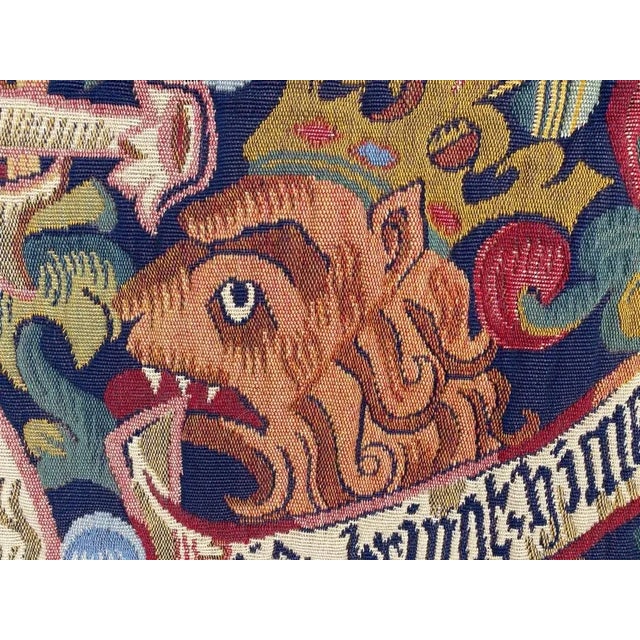 1970s French Aubusson Style Jacquard Tapestry with Medieval Design For Sale - Image 5 of 14