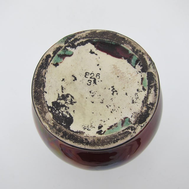 Red Antique Red Lustre Glazed Art Pottery Vase With Iridescence For Sale - Image 8 of 8