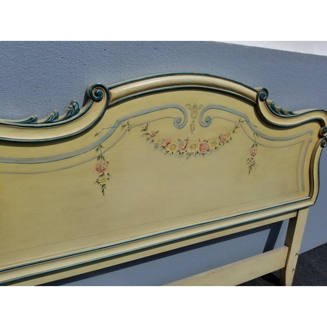 Vintage French Provincial Country Karges Handpainted Creme Queen Full