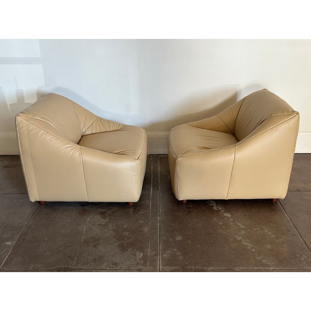 Vintage 1980's Post Modern Leather Lounge Chairs For Sale In Los Angeles - Image 6 of 12