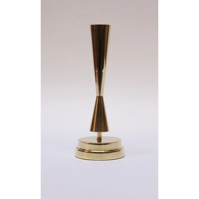 1950s Vintage Solid Brass Sculptural Candlestick/Bud Vase by Crown For Sale - Image 5 of 11