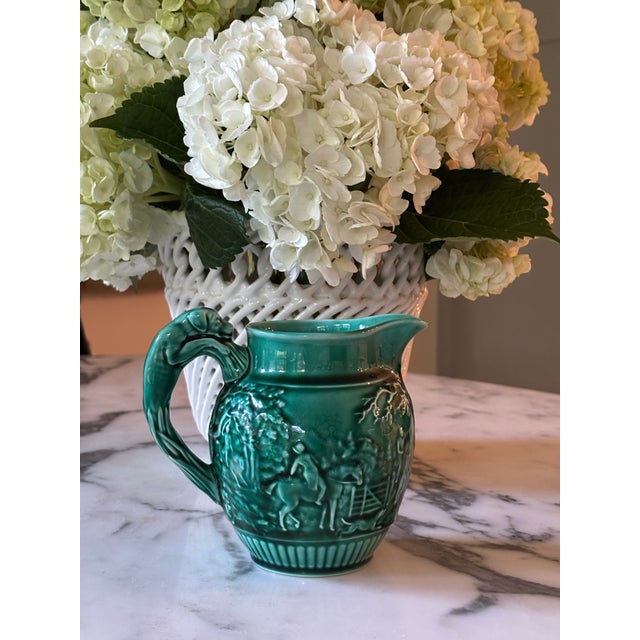 Vintage Wedgwood Etruria & Barlaston Hound-Handle Majolica Pitcher CIRCA: Mid-20th Century MAKER'S MARK: Bottom ORIGIN:...