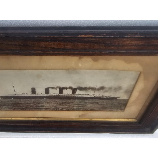 Antique Oak Framed “Cunard Liner Lusitania” Maritime Photo Print Early 1900s For Sale - Image 15 of 15