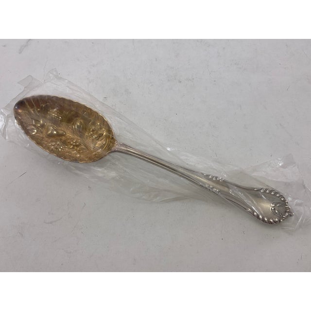 1980s 1980s Silver Berry Spoon Partly Gilt , Chesterfield. For Sale - Image 5 of 14