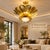 Brass Handmade Brass Flower Chandelier, Hammered Lotus Ceiling Light, Antique Brass Floral Pendant, Art Deco Luxury Ceiling Fixture 28 Inches For Sale - Image 8 of 14
