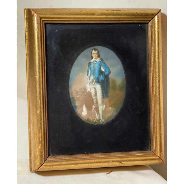 Antique 1800's Miniature Mini Original Painting Portrait the Blue Boy Original For Sale - Image 10 of 10