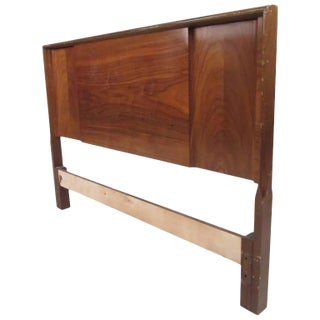 Full Size Vintage Walnut Headboard by Edmond J. Spence For Sale