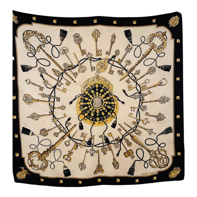 Hermès Les Clefs Foulard En Soie Latham Caty 1980 For Sale