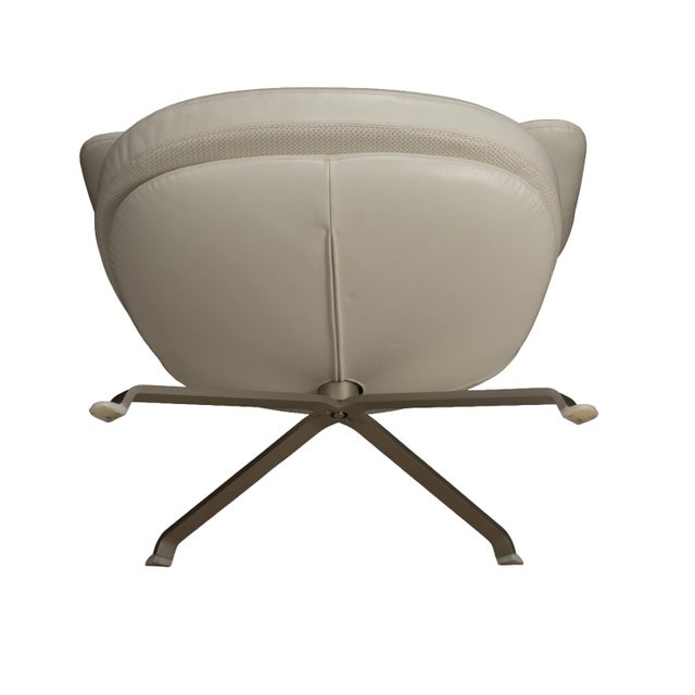B&b Italia Radar Lounge Chair by James Irvine White Leather Swivel Lounger Italy For Sale - Image 14 of 17