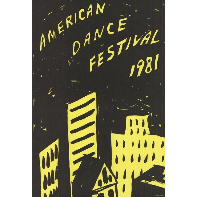 1981 Martha Diamond 'American Dance Festival' Yellow & Black USA Lithograph For Sale - Image 4 of 4
