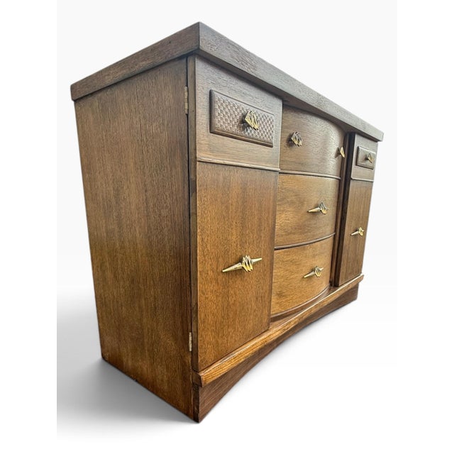 1960s Vintage Stanley Bow-Front MCM Credenza Sideboard, Refinished, 48" For Sale - Image 5 of 14