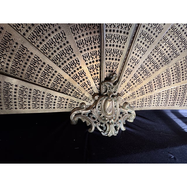 19th C French Louis XVI Gold Gilt Bronze Fireplace Screen 1 Pc For Sale - Image 4 of 16