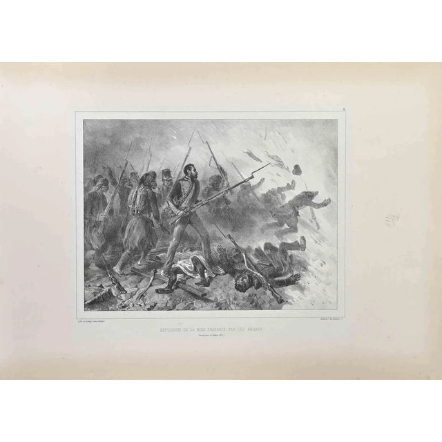 Auguste Raffet, Explosion De La MIne, Lithograph, 1837 For Sale