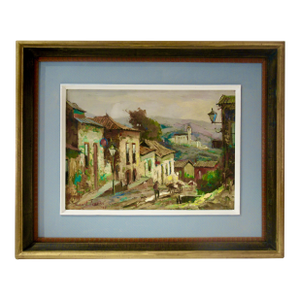 Durval Pereira Village Scene With Church 1970 Painting