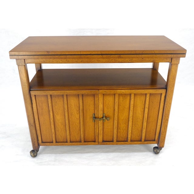 Flip Top Balck Formica Serving Cabinet Server on Wheels Mid Century c1970s MINT For Sale - Image 9 of 18