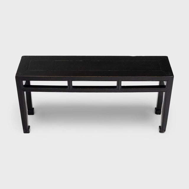Chinese Lacquered Scroll Foot Bench, C. 1850 For Sale - Image 4 of 5