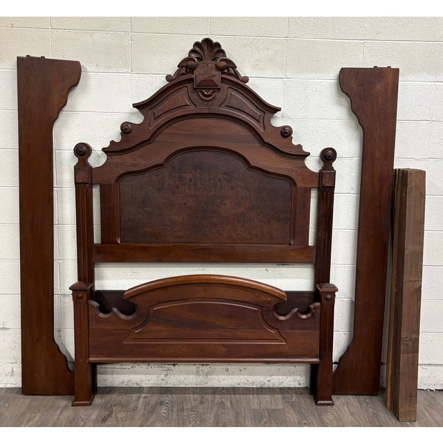 This is an absolutely stunning antique high-back Victorian Eastlake Monumental full-size bed, dating to the late 1800s....
