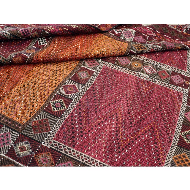 Burnt Umber Galerie Shabab Collection Mid-20th Century Turkish Tribal Flatweave Kilim Large Carpet For Sale - Image 8 of 8