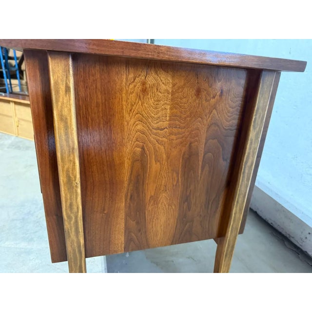 Mid Century Modern Walnut Writing Desk by Stanley Furniture For Sale - Image 16 of 18