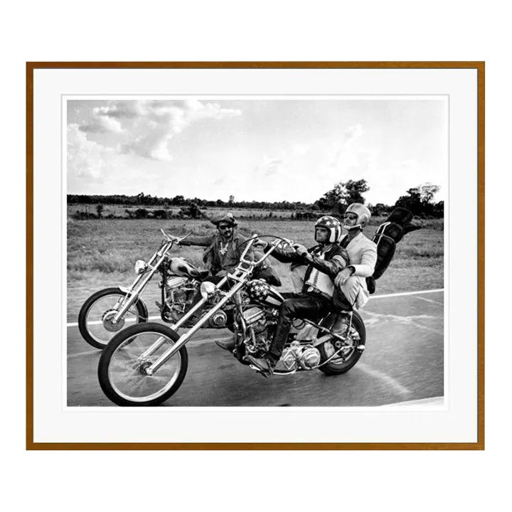 Easy Rider Bike Scene Archival Pigment Print Brown Framed | Chairish