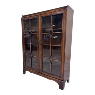 Vintage Georgian Revival Mahogany and Glass Bookcase Display Cabinet For Sale