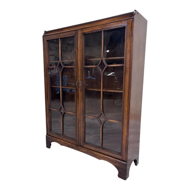 Vintage Georgian Revival Mahogany and Glass Bookcase Display Cabinet For Sale
