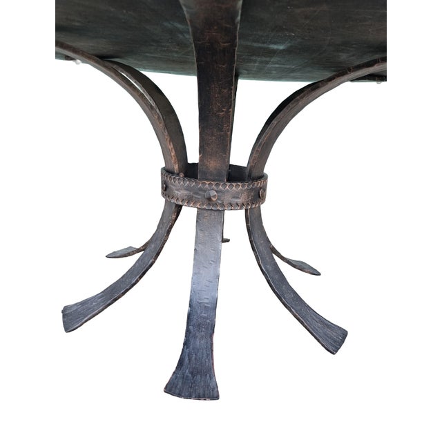 Brutalist Wrought Iron Round Coffee Table with Bronzed Cast Top, Europe, 1970s For Sale - Image 4 of 8