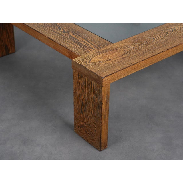 Modernist Wenge and Glass Coffee Table, Netherlands, 1970s For Sale - Image 6 of 8